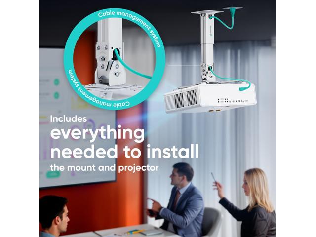 ONKRON Universal Projector Ceiling Mount Adjustable Height & Wall Projector Mount Ceiling Mount for Projector up to 22 Lbs Drop Ceiling Mount Projector White Projector Wall Arm - image 5