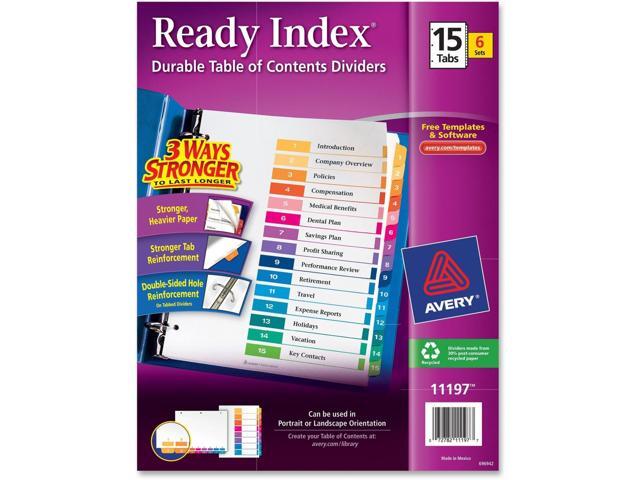 Avery Ready Index Table of Contents Reference Dividers