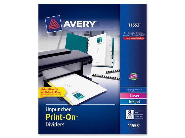 Avery Customizable Unpunched Print-On Dividers