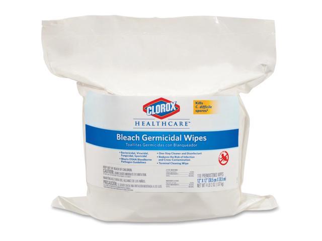 Clorox Bleach Germicidal Wipes, 12 x 12, Unscented, 110/Refill, 2/Carton CLO30359CT