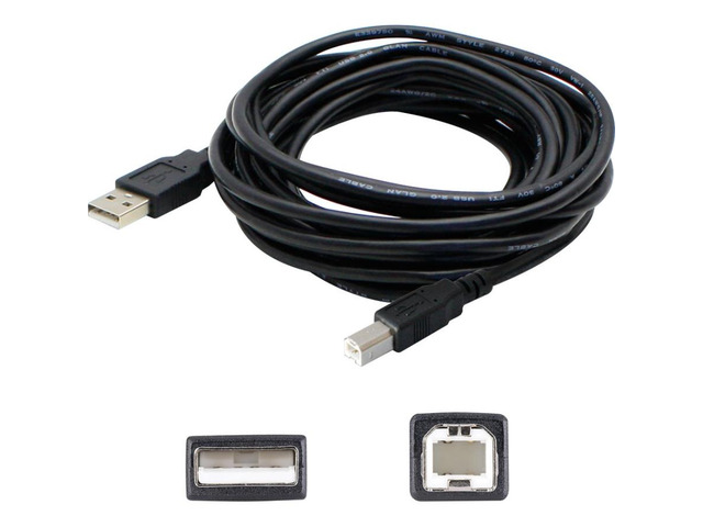 AddOn 5 pack of 4.57m (15.00ft) USB 2.0 (A) Male to USB 2.0 (B) Male Black Cable