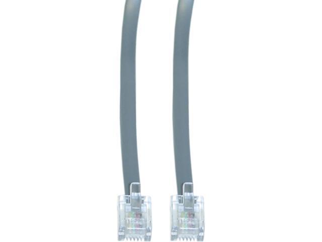 Telephone Cord (Data), RJ11, 6P / 4C, Silver Satin, Straight, 7 foot