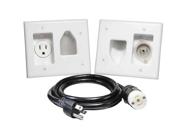 DataComm Electronics 45-0022-WH Recessed Pro-Power Kit with Locking Inlet - White