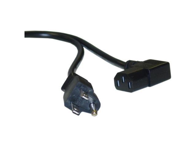 Cable Wholesale Right Angle Computer / Monitor Power Cord NEMA 5-15P to Right Angle C13 10 Amp UL / CSA rated 6 foot - Black