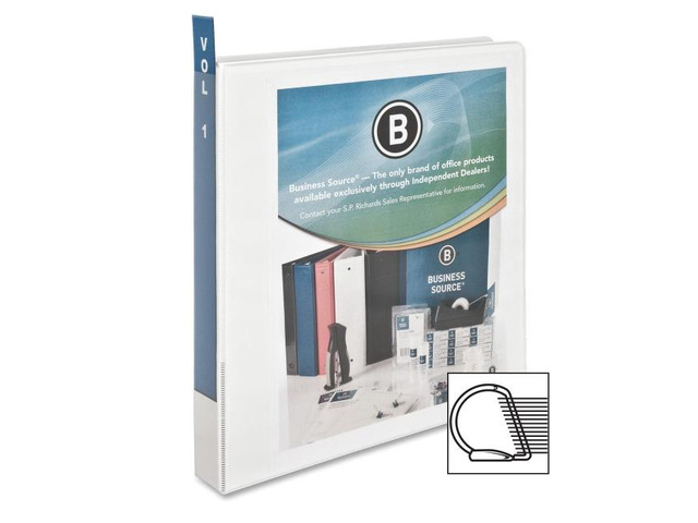 Business Source D-Ring Binder w/ Pockets 1' Capacity White 28440