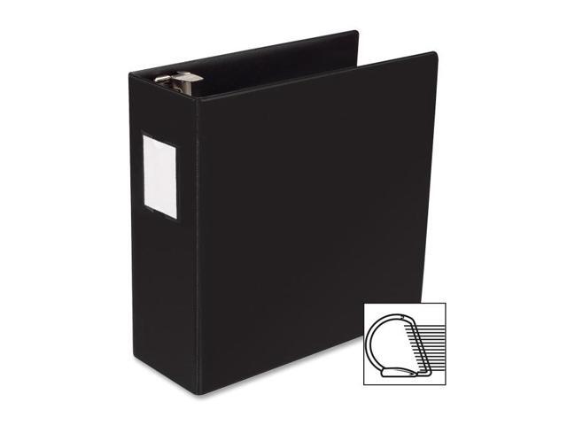 Business Source D-Ring Binder w/Label Holder Hvy-Dty 4' Black 33117