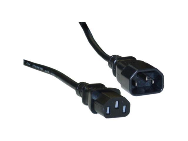 Cable Wholesale Computer / Monitor Power Extension Cord, C13 to C14, 10 Amp, UL / CSA rated, 6 foot - Black