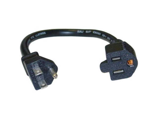 Cable Wholesale Power Extension Cord NEMA 5-15P to NEMA 5-15R 13 Amp 16 AWG 10 Amp UL / CSA rated 1 foot - Black