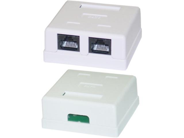 Cable Wholesale Cat 6 Dual Jack Surface Mount Box, Female, Unshielded