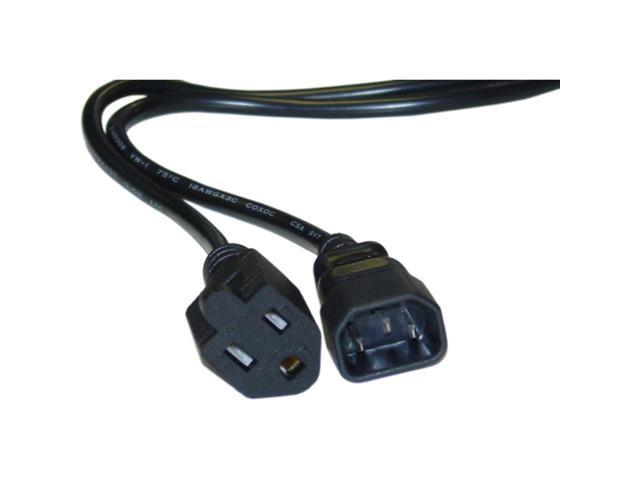 Cable Wholesale Power Cord Adapter, C14 to NEMA 5-15R, 10 Amp, UL / CSA rated, 1 foot - Black