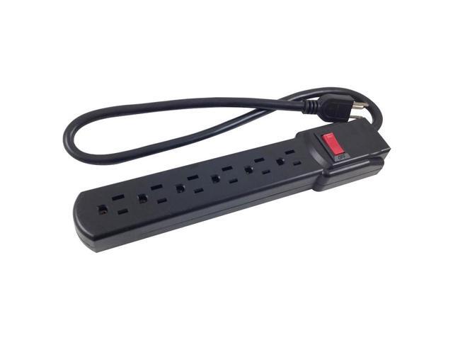 Comprehensive 6-Outlet Black Surge Protector 12Ft AC Cord