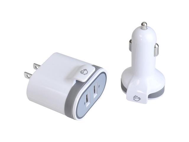 SIIG Fast Charging USB Wall Charger & Car Charger Bundle Pack - White