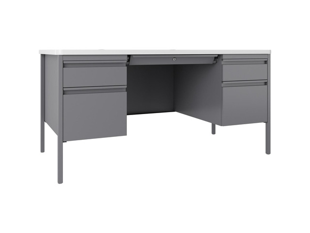 Lorell Desk Double-Pedestal 60'x30'x29-1/2' White/Platinum 66942