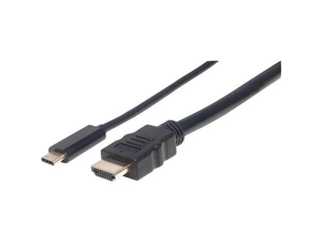 Manhattan Products USB-C Male to HDMI Female Adapter Cable, Converts a DP Alt Mode Signal to an HDMI 4K Output, 3 ft (1 m), Black
