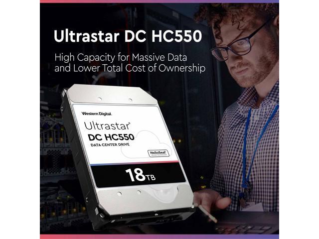 WD Ultrastar DC HC550 18TB Hard Drive 3.5' Internal 512MB SATA 7200 RPM 512E SE NP3 DC HC550 0F38459 (WUH721818ALE6L4)