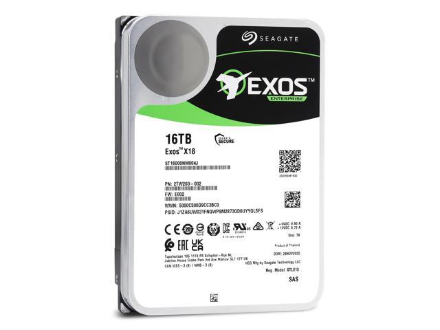 Seagate Exos X18 ST16000NM004J 16 TB Hard Drive - Internal - SAS (12Gb/s SAS) - Video Surveillance System, Storage System Device Supported -...