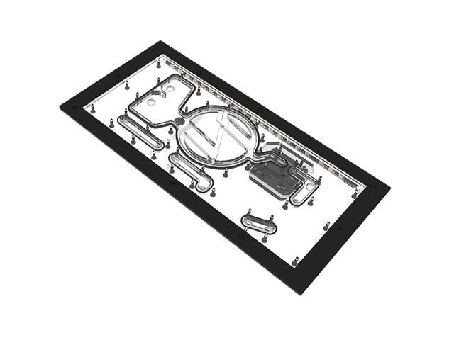 Bykski Distro Plate For Lian Li O11 Dynamic EVO (Front Mount) - PMMA w/ 5v Addressable RGB (RBW) (RGV-LAN-O11-LI-EVO-P-K)