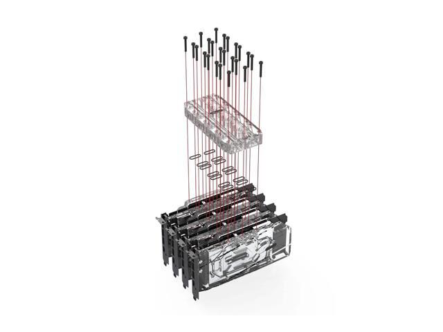 Bykski Quad GPU 40mm SLI/CF Connection Bridge Block for TC Blocks - (B-L4-4WAY-TC)
