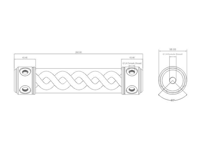 Bykski 50mm Cylindrical DNA Reservoir - Black POM - 260mm w/ LED strip (CT-DNA-POM-V2-260)