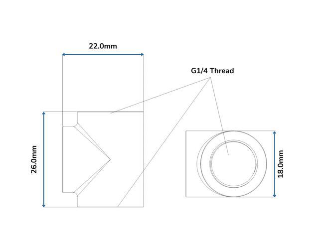 Bykski G 1/4in. Triple Female 90 Degree T Adapter Fitting (CC-TE3-X-V2)