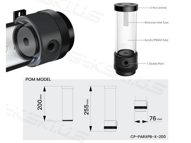Bykski Silent PARX Pump (330L/H) / Acrylic Reservoir Combo - Black POM (CP-PARX-X-CT60)