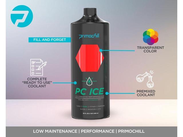 PrimoChill Ice - Computer WaterCooling Coolant, Low-Conductive, Transparent, Full Protection, Proudly Made in the USA (32oz/.9L)