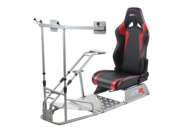 GTR Simulator - GTSF Model with Real Racing Seat, Driving Racing Simulator Cockpit with Gear Shifter Mount and Triple or Single Monitor Mount