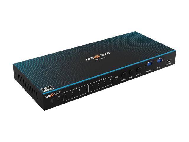 BZBGEAR 4x2 8K UHD HDMI 2.1 Matrix Switcher with Auto Downscaling/Audio De-Embedding (8K60/4K120 and VRR/FVA/ALLM Support)