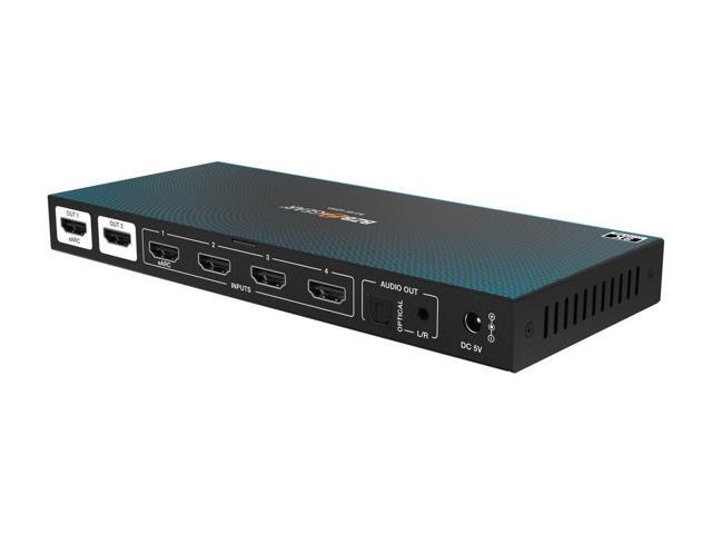 BZBGEAR 4x2 8K UHD HDMI 2.1 Matrix Switcher with Auto Downscaling/Audio De-Embedding (8K60/4K120 and VRR/FVA/ALLM Support)