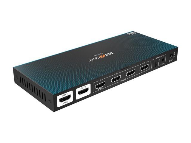 BZBGEAR 4x2 8K UHD HDMI 2.1 Matrix Switcher with Auto Downscaling/Audio De-Embedding (8K60/4K120 and VRR/FVA/ALLM Support)