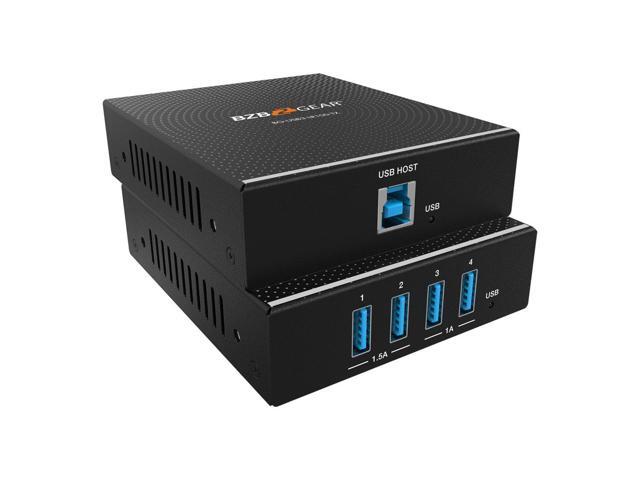 BZBGEAR 4-Port USB 3.0 HDBaseT Extender Over Cat6/7 Cable with PoC/RS-232/FSYNC GPIO up to 330ft