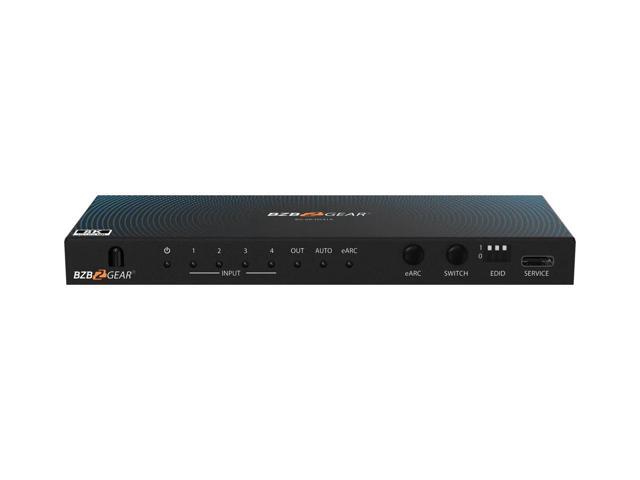 BZBGEAR 4x1 8K UHD HDMI 2.1 Switcher with Audio De-Embedding (8K60/4K120Hz 4:4:4 VRR/FVA/ALLM Support)