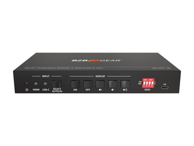 BZBGEAR 2-Port 4K UHD KVM Presentation Switcher with HDMI/USB-C Inputs and HDMI Output