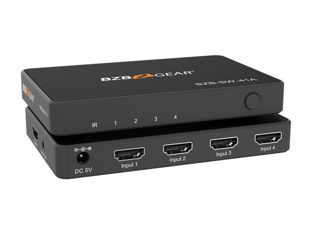 BZBGEAR 4x1 4K UHD Ultra Slim HDMI Switcher with IR Remote Control