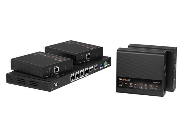 BZBGEAR 1x4 4K UHD HDMI Splitter/Distribution Amplifier Kit with 4 Receivers and IR/RS-232/Audio De-embedding up to 230ft over Category Cable