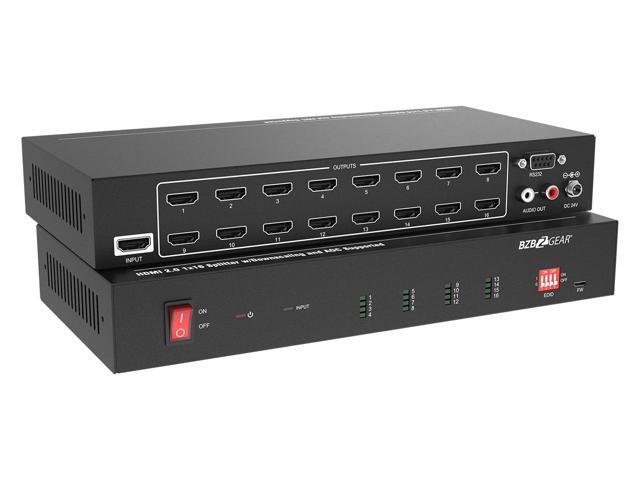 BZBGEAR 1x16 4K UHD HDMI Splitter/Distribution Amplifier with Downscaling and AOC Cable Support