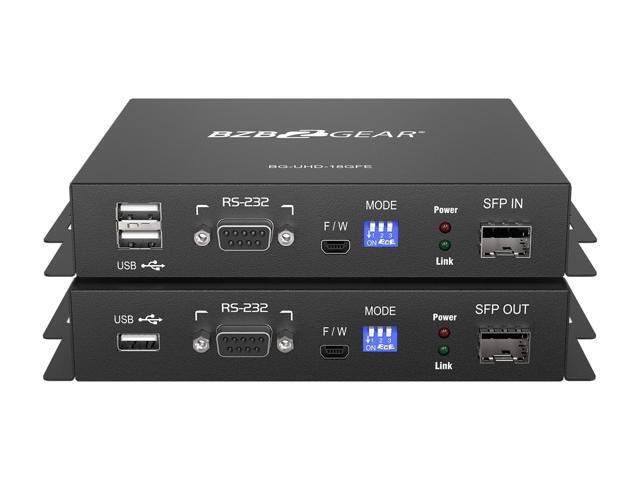 BZBGEAR 4K UHD HDMI USB KVM Extender Kit Over Fiber with HDR/2-Way IR/RS-232 (No SFP Module Included)