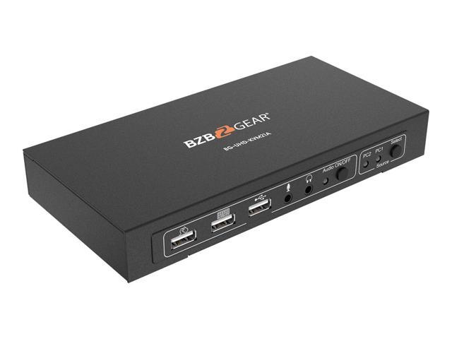BZBGEAR 2x1 4K UHD KVM Switcher with USB2.0 Ports for Peripherals and Audio Support
