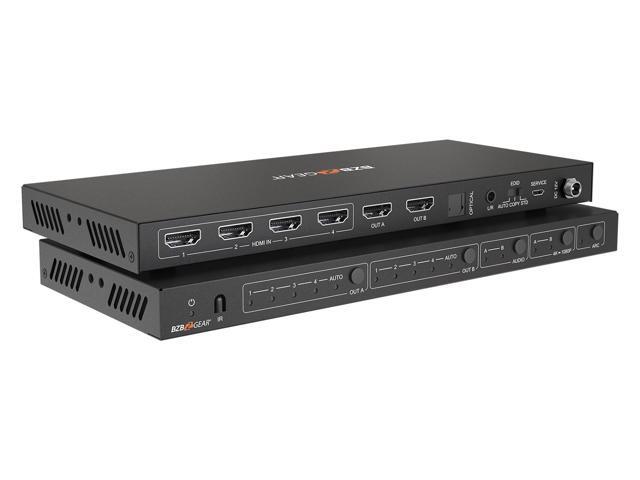 BZBGEAR 4x2 4K UHD HDMI Matrix Switcher with Audio/Downscaling Support