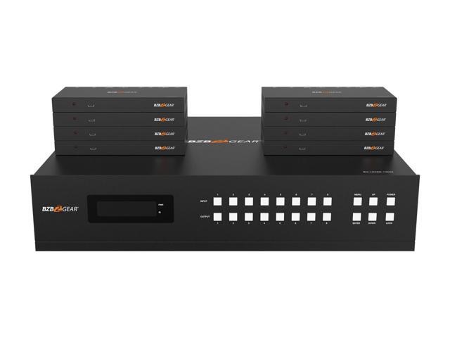 BZBGEAR 8x8 4K UHD HDMI/Audio Matrix Switcher Over HDBaseT with 2-Way IR/ARC/Ethernet/IP and RS-232 Control