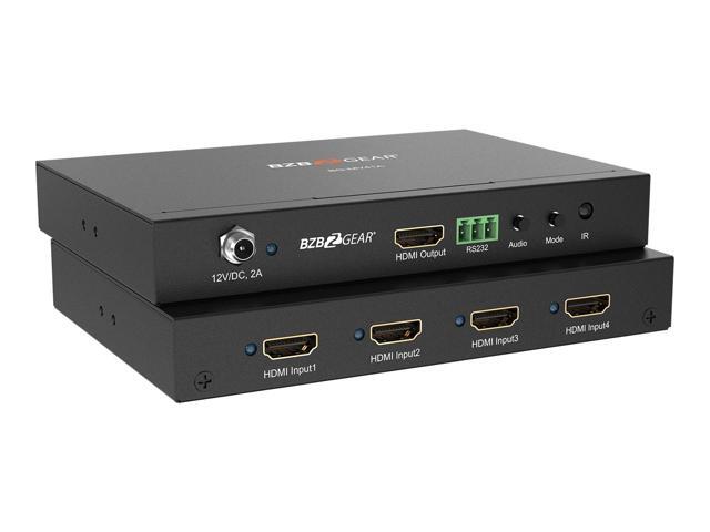 BZBGEAR 4x1 1080P FHD HDMI Switcher/Scaler/MultiViewer with IR/RS-232