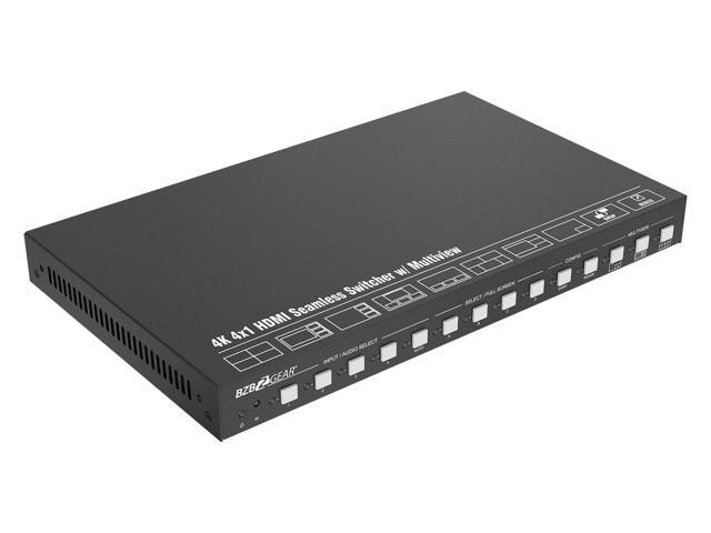 BZBGEAR 4x1 4K UHD HDMI Seamless Switcher/Scaler/MultiViewer with IP/RS-232/Audio De-embedding