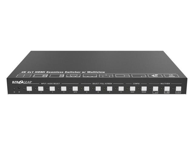 BZBGEAR 4x1 4K UHD HDMI Seamless Switcher/Scaler/MultiViewer with IP/RS-232/Audio De-embedding