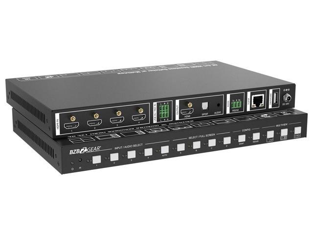 BZBGEAR 4x1 4K UHD HDMI Seamless Switcher/Scaler/MultiViewer with IP/RS-232/Audio De-embedding