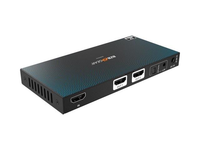 BZBGEAR 1x2 8K UHD HDMI 2.1 Splitter with Auto Downscaling/Audio De-Embedding (8K60/4K120 and VRR/FVA/ALLM Support)