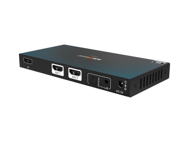 BZBGEAR 1x2 8K UHD HDMI 2.1 Splitter with Auto Downscaling/Audio De-Embedding (8K60/4K120 and VRR/FVA/ALLM Support)