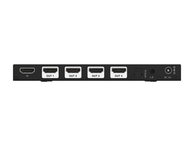 BZBGEAR 1x4 8K UHD HDMI 2.1 48Gbps Splitter with Auto Downscaling/Audio De-Embedding (8K60/4K120 and VRR/ALLM/QMS/QFT/SBTM Support)