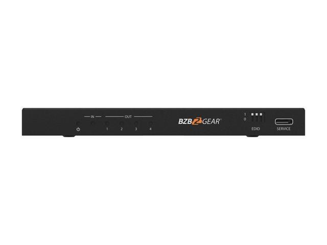 BZBGEAR 1x4 8K UHD HDMI 2.1 48Gbps Splitter with Auto Downscaling/Audio De-Embedding (8K60/4K120 and VRR/ALLM/QMS/QFT/SBTM Support)