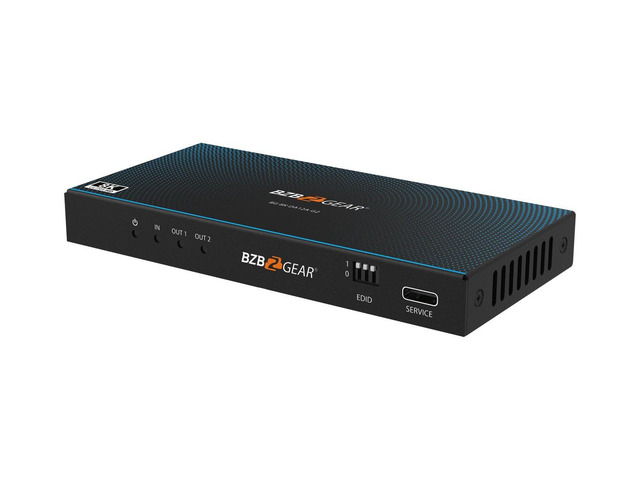 BZBGEAR 1x2 8K UHD HDMI 2.1 48Gbps Splitter with Auto Downscaling/Audio De-Embedding (8K60/4K120 and VRR/FVA/ALLM Support)