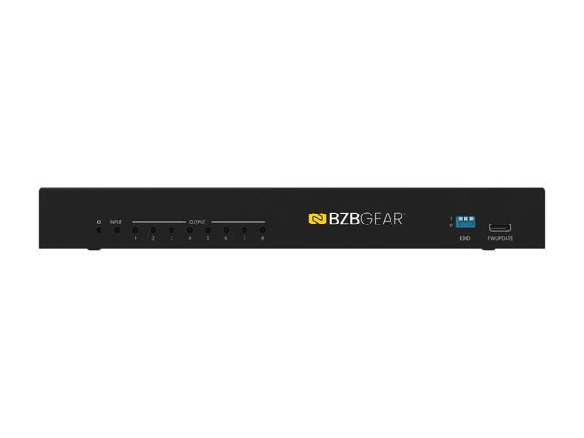 BZBGEAR 1x8 8K UHD HDMI 2.1 48Gbps Splitter with Auto Downscaling/Audio De-Embedding (8K60/4K120 and VRR/ALLM/QMS/QFT/SBTM Support)